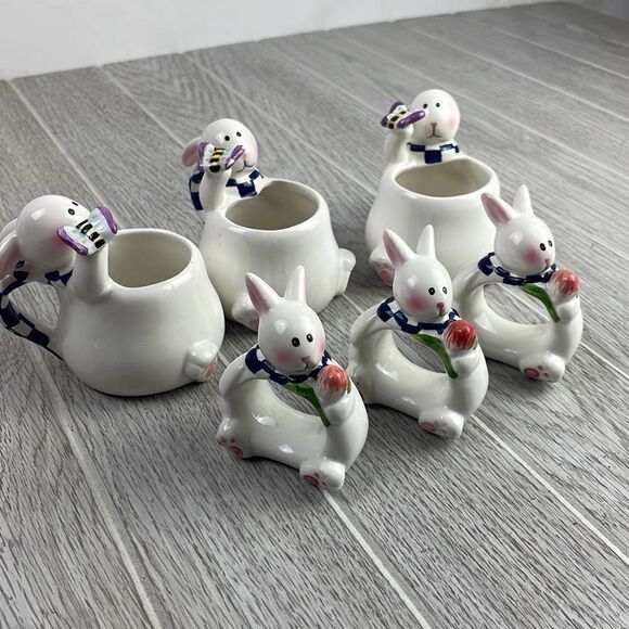 Mercuries Easter Bunny Tea Cup & Napkin Partial Set - Picture 4 of 12